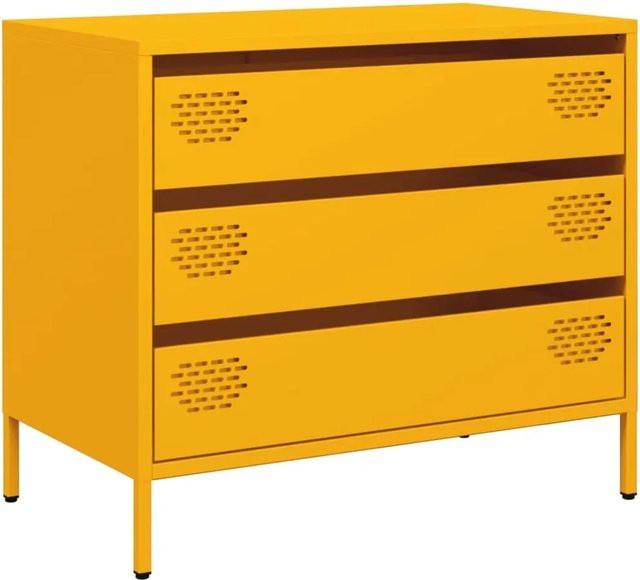 vidaXL Sideboard aus kaltgewalztem Stahl in Gelb, B/T/H: 68 x 39 x 58,5 cm - Bild 1