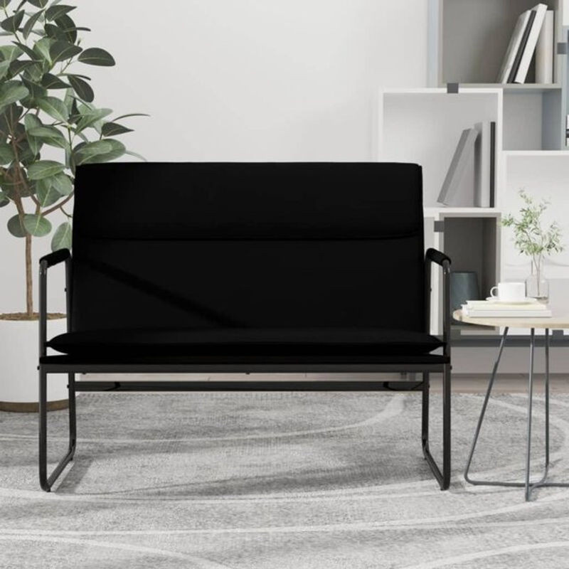 Prolenta Premium Sitzbank mit Rückenlehne in Schwarz aus Kunstleder, B/T/H: 100 x 64 x 80 cm - Bild 1