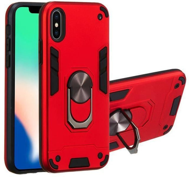 Stoßfeste iPhone X / XS Schutzhülle von EF Connect mit 360 Grad Ständer in Rot - Bild 1