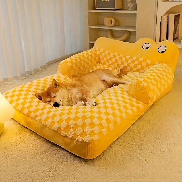 Wtempo Hundebett Donut in Orange, waschbares Haustierbett mit erhöhtem Rand für Hunde und Katzen - Bild 1