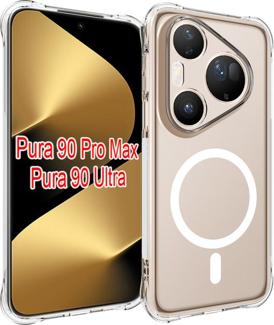 MagSafe Silikon Schutzhülle für Huawei Pura 90 Pro Max, transparente Stoßfeste Airbag Hülle mit Luftpolster - Bild 1