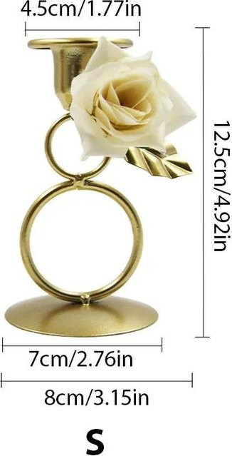 Love Home Garden Kerzenständer Nordische Rose aus Metall in Gold für Hochzeiten und Tischdekoration - Bild 1