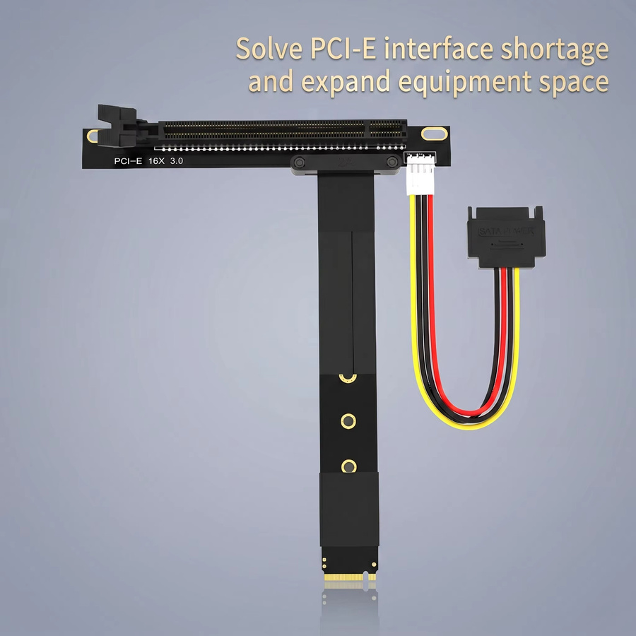 Haoyexin M.2 zu PCIe Riser-Karte PCIe x16 Gen3.0 mit NVMe M-Key 2280 Anschluss, Schwarz - Bild 4
