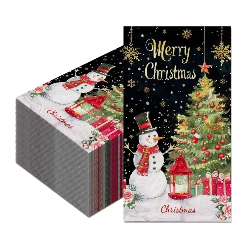 GUANYAO Weihnachten Schneemann Servietten Set, 20 Stück, Schwarz Gold, B: 34,2 cm, L: 40,6 cm - Bild 6