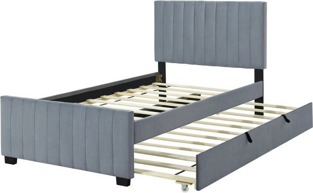 okwish Polsterbett mit Ausziehbett für das Kinderzimmer in Grau, B/T/H: 90 x 190 x 107 cm - Bild 1