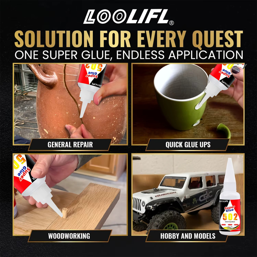 LOOLIFL Mini 502 Superkleber Weiß – Tragbarer schnell trocknender Flüssigkleber für Kunststoff und Glas - Bild 4