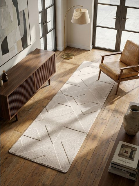 Waschbarer Kurzflor-Teppich Kadima Design LAVAREDO in Beige, geometrisches Design, B: 80 cm, L: 150 cm - Bild 1