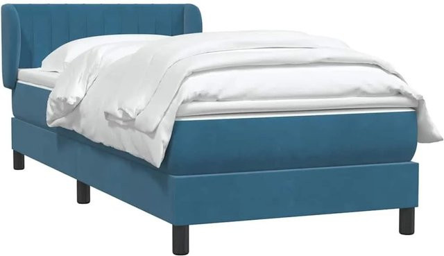 vidaXL Boxspringbett mit Matratze Dunkelblau aus Samt, Hybrid-Bett mit Taschenfederkern, B/T/H: 80 x 220 x 83 cm - Bild 1