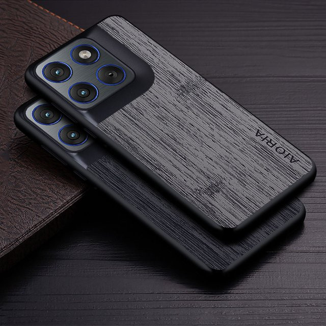 Luxuriöse Leder-Handyhülle für Motorola Moto Edge 70 im Bambusholzmuster, Braun - Bild 1