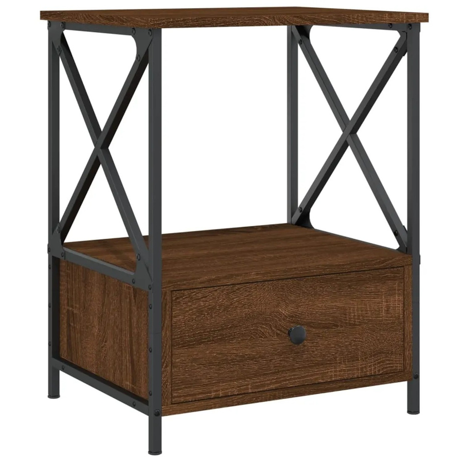 vidaXL Nachttisch in Braun mit Eichen-Optik im Industrie-Stil, B/T/H: 50 x 41 x 65 cm - Bild 2