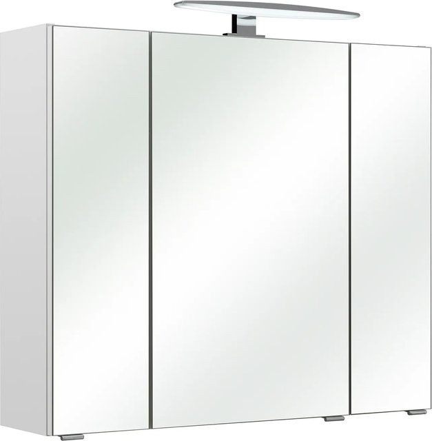 Pelipal Spiegelschrank Weiß Glänzend mit LED-Beleuchtung und Soft-Close-Türen, Breite: 80 cm, Höhe: 70 cm - Bild 1