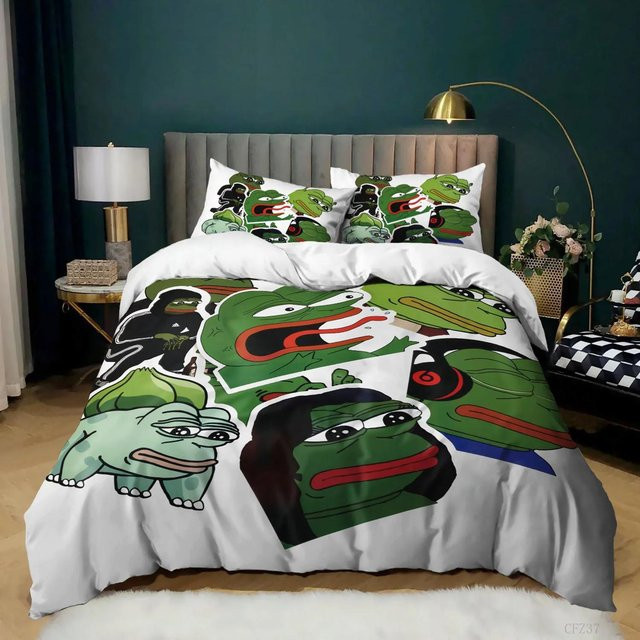 Your Warm Home Bettwäscheset mit Frosch-Motiv in Grün, 2-teiliges Kinderbettwäsche-Set aus Polyester, B/H: 135 x 200 cm und 50 x 70 cm - Bild 1