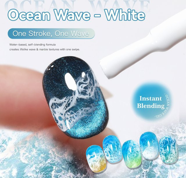 AS Bubble Ocean Wave Gel-Nagellack, Weiß, 15 ml - Bild 1