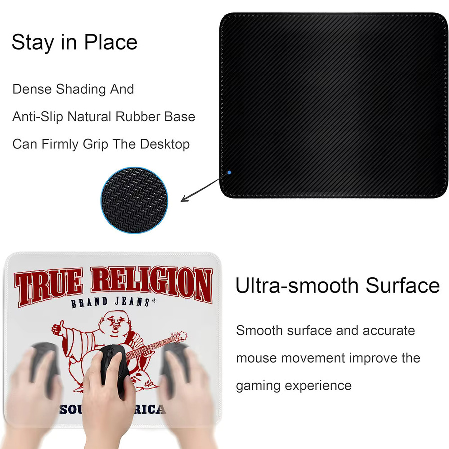True Religion Jeans Gaming Mousepad für Esports und Büro mit Anti-Rutsch-Gummibasis - Bild 4