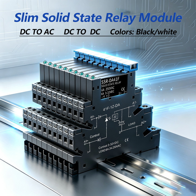 DC-gesteuertes Slim-Interface Solid-State-Relaismodul 41F-1Z-C2 für DIN-Schiene, AC 6A, Schwarz - Bild 1