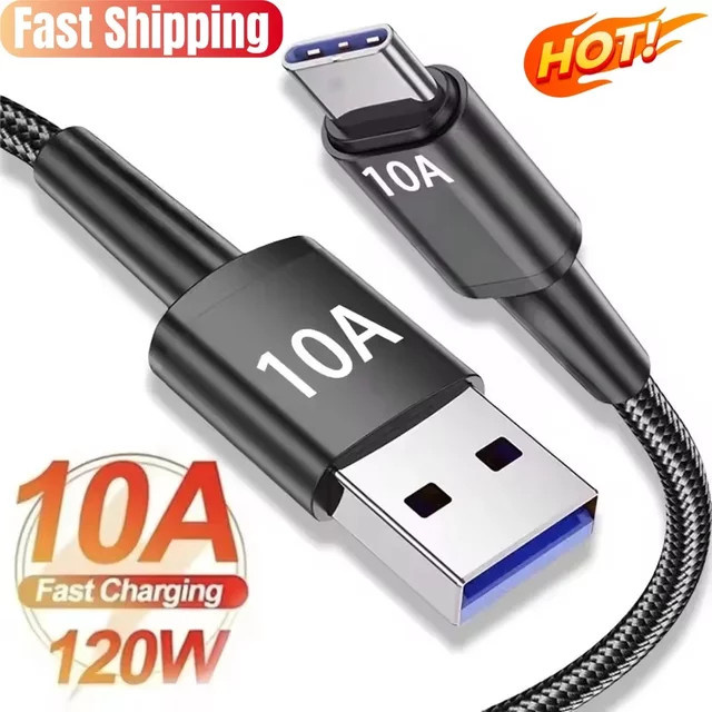 USB-C Schnellladekabel 120W mit Datenübertragung in Schwarz - Bild 1