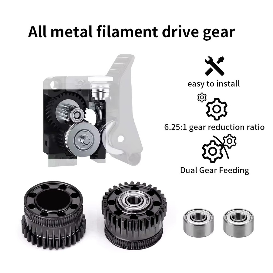 Creality Helical Extruder Gear für K2 Pro und Plus: Hochpräzises Vollmetall-Doppelantriebs-Getriebe für FDM 3D-Drucker - Bild 2