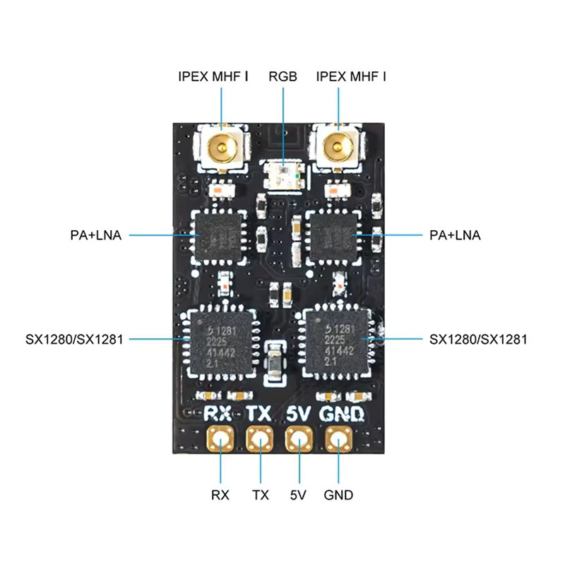 BETAFPV SuperD ELRS 2,4G/915MHz Diversity Empfänger für FPV Long Range Drohnen in Schwarz - Bild 2