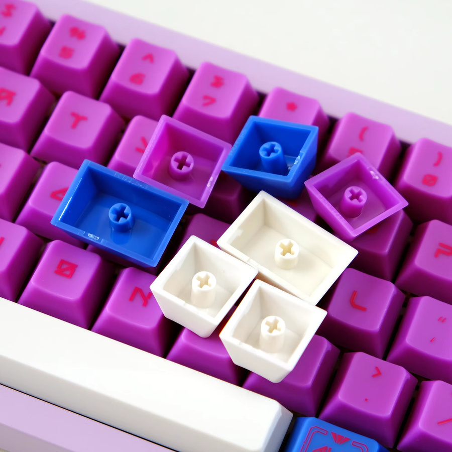 KBDiy ThermoShift Tastenkappen im Kirschprofil mit UV-Druck aus ABS in Blau und Lila für 60% mechanische Tastaturen und Gaming-Modelle wie die Aula F75 - Bild 3