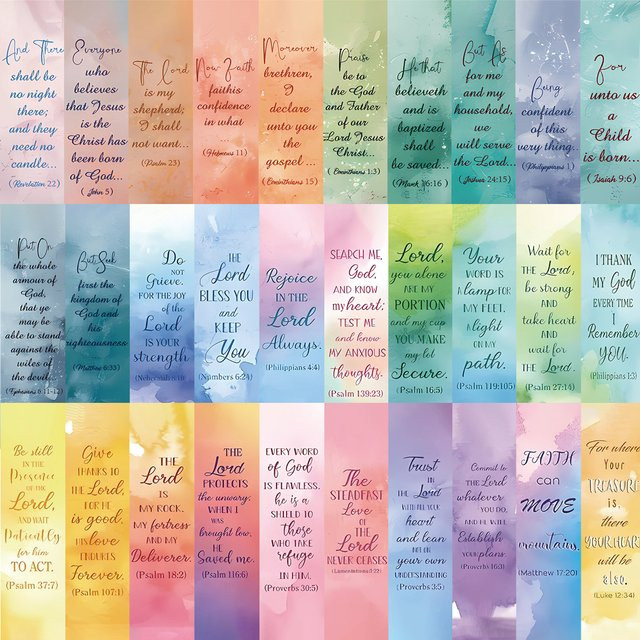 30-teiliges Aquarell-Bibel-Lesezeichen-Set aus Papier in Multicolour für kreatives DIY - Bild 1