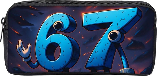 Einlagiges Federmäppchen Fancy Style Studio mit buntem Nummer 67 Aufdruck, Blau/Mehrfarbig, B/H: 23 x 7 cm - Bild 1