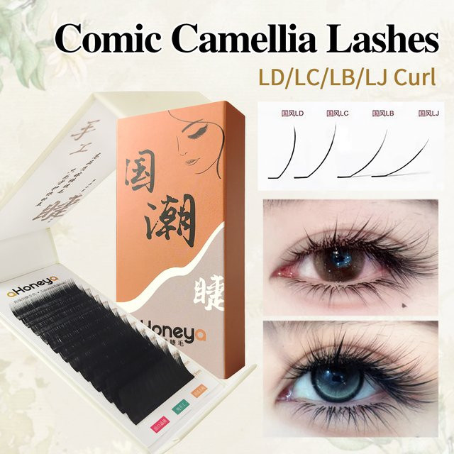 Honey Eyelash Fächerwimpern Camellia, Faux Mink, Volumen - Bild 1