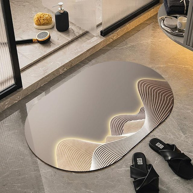 Schnelltrocknende Badezimmer-Bodenmatte von Yiran Furniture, rutschfeste und saugfähige Diatom-Mud-Fußmatte in Beige oder Grau, B/B: 40 x 60 cm - Bild 1
