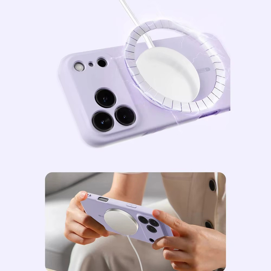 MagSafe Magnetische Silikon Schutzhülle für Apple iPhone 13 14 15 16 17 Pro Max in Gelb - Bild 3