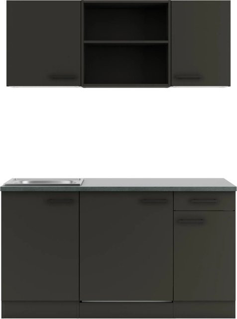 OPTIFIT Madrid420 Miniküche in Anthrazit mit modernem Design und mattem Finish, Breite: 150 cm - Bild 1