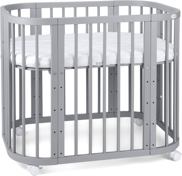 Waldin 5in1 Babybett und Beistellbett aus Buchenholz mit Matratze und Belüftung - Bild 1
