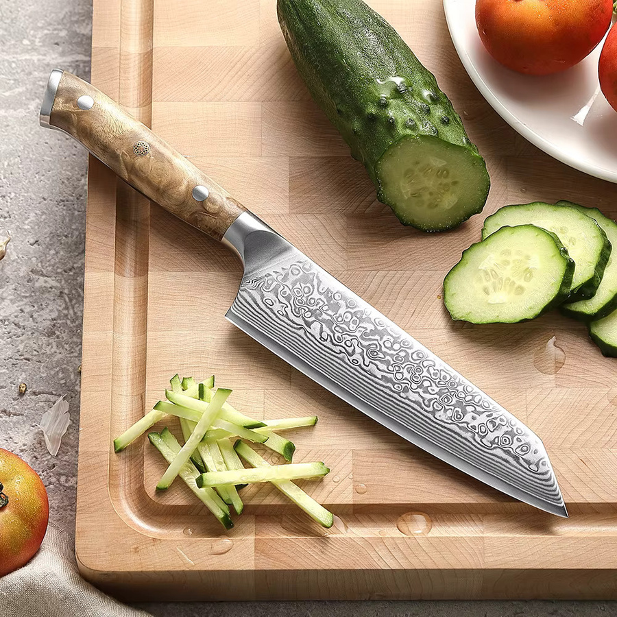 XINZUO Bunka Messer aus Damaststahl mit 10Cr15CoMov Kern für Gemüse und Obst - Bild 4