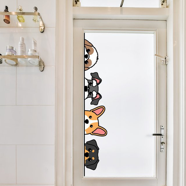 BRUP PVC Fensteraufkleber mit niedlichem Cartoon Hund für Kinderzimmer und Auto zur Dekoration von Glasflächen - Bild 1