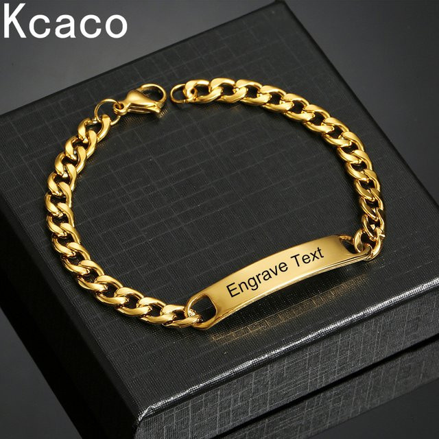 Kcaco Armband, Edelstahl, Gold, Unisex, Personalisiert - Bild 1