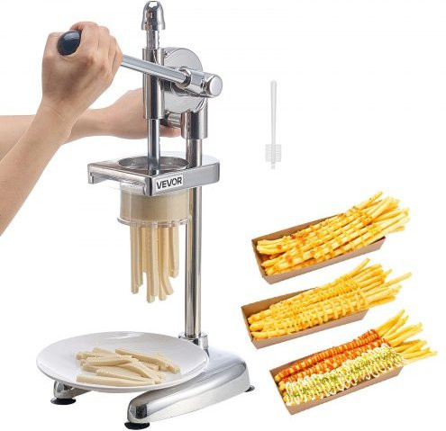 VEVOR Pommes-Schneider aus Edelstahl, Manueller Kartoffel-Slicer und Kartoffelstampfer mit rutschfester Basis, Silber - Bild 1
