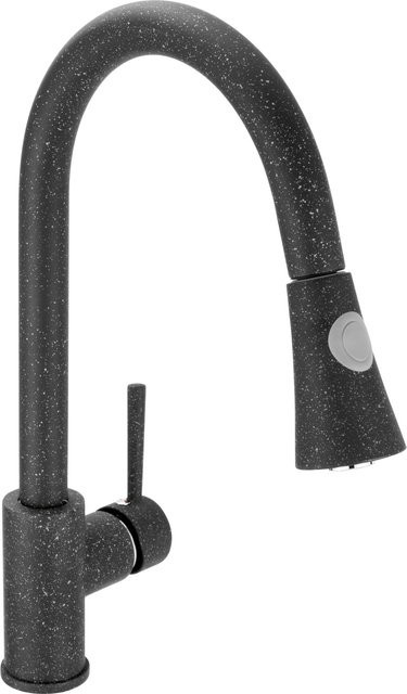 baliv Küchenarmatur KI-1300 mit ausziehbarem Brausekopf und Schwenkauslauf in Schwarz Granitoptik Matt-Schwarz - Bild 1