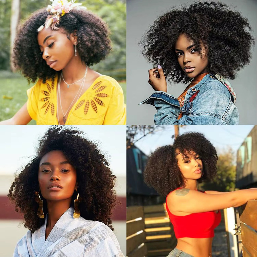 Dula A Hair Clip-In Haarverlängerungen Afro Kinky Locken, 8 Stück, 120g, Damen - Bild 6