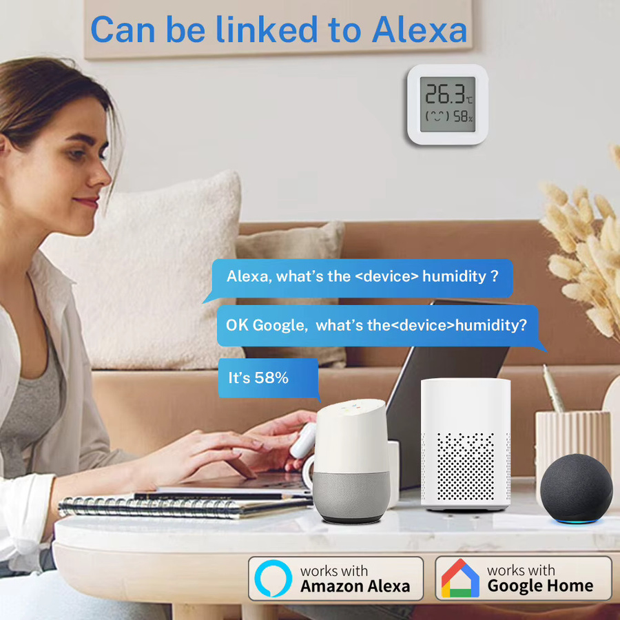 Tuya Mini Temperatur- und Feuchtigkeitssensor mit Bluetooth, weißes Thermometer und Hygrometer für SmartLife und Alexa App-Steuerung - Bild 5