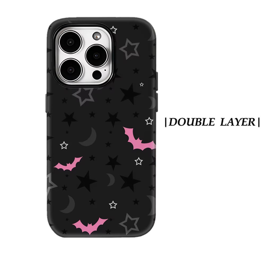 Magnetische Tough Handyhülle Gothic Pink Bat Skies für iPhone 17 16 15 14 Pro Max Plus in Pink und Schwarz - Bild 6