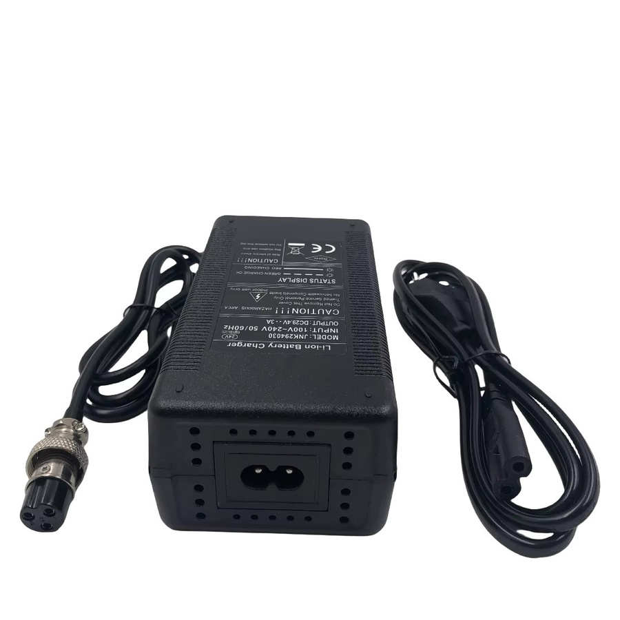 Jnenconn 24V Li-Ionen-Akkuladegerät mit 29,4V 3A und verschiedenen Anschlüssen wie XLR 3-Pin, GX16, DC5.5 oder RCA in Schwarz - Bild 2
