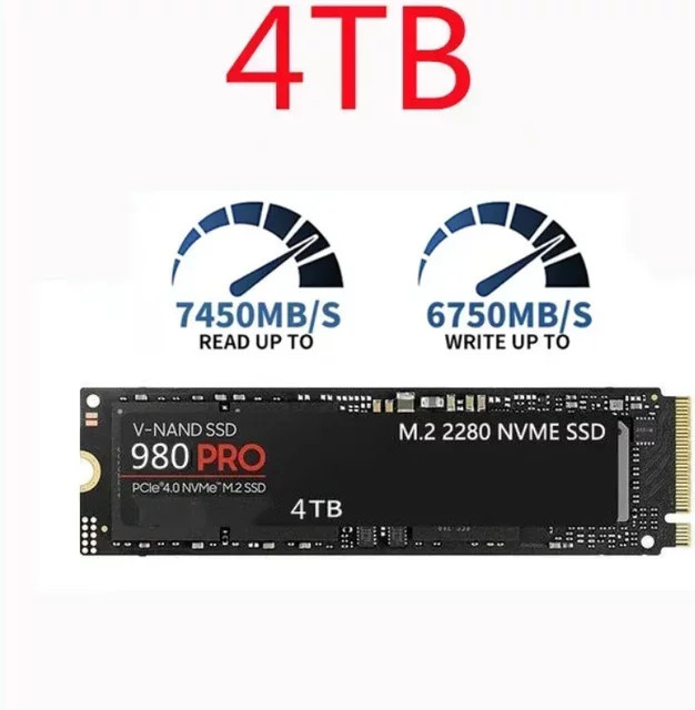 Samsung 980 PRO NVMe M.2 SSD PCIe Gen 4.0 x4 3D TLC NAND Interne SSD Schwarz 1TB - Bild 1