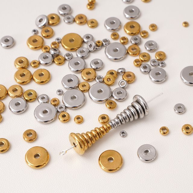 Beadia Spacers, Gold Silver Edelstahl, Flat Round, Unisex - Bild 1