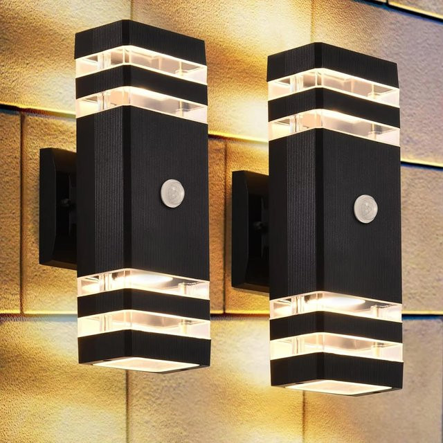 CHENBEN Außenwandleuchte in Schwarz, moderne Up-Down Wandlampe aus Kunststoff mit IP65 Wasserdichtigkeit für Garten, Balkon und Korridor, warmweißes Licht - Bild 1
