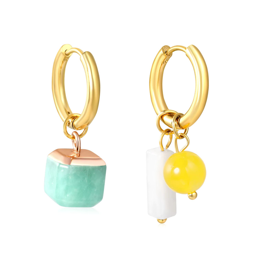 LUXUSTEEL Ohrringe, Edelstahl, Naturstein, Gold, Damen - Bild 1