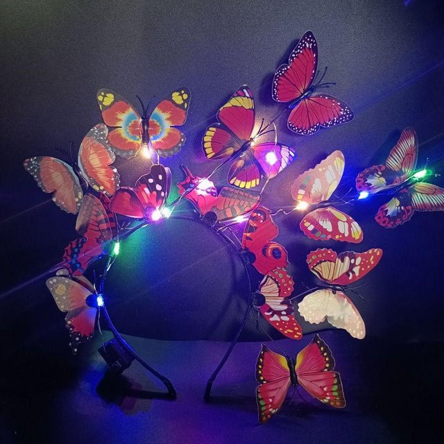 Schmetterlings-Haarband LED, rot, Kinder - Bild 1