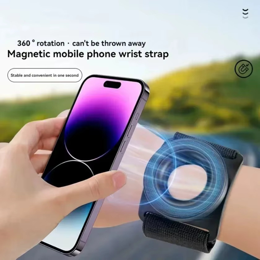 VIKEFON Magnetische Lauf-Handyhalterung in Schwarz mit 360 Grad Drehung und verstellbarem Armband für iPhone 14 15 16 17 - Bild 2