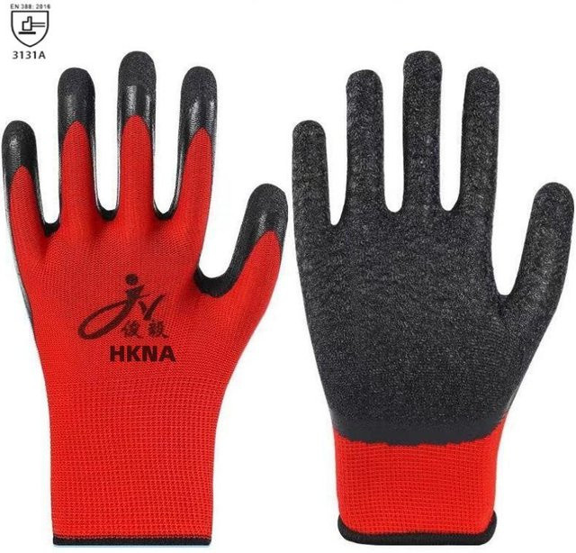 HFYSF Arbeitshandschuhe mit Latexbeschichtung in Rot für leichte Arbeiten und Gartenarbeit - Bild 1