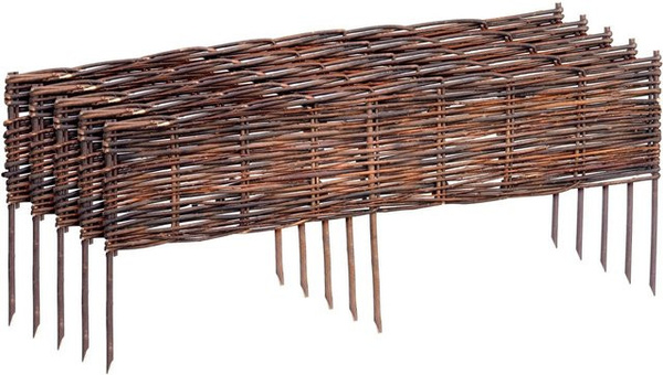 Relaxdays Beeteinfassung aus Weide in Braun, 5er Set, Höhe: 20 cm, Länge: 100 cm