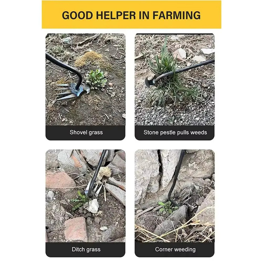 Multifunktionaler Hand-Unkrautjäter mit 4 Zähnen in Schwarz für den Garten und Gemüsegarten - Bild 4