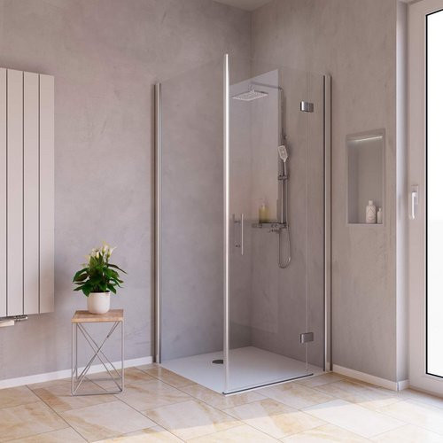 WELLWATER Drehtür Aventis aus Glas in Transparent und Silber, B: 90 cm, H: 200 cm - Bild 1