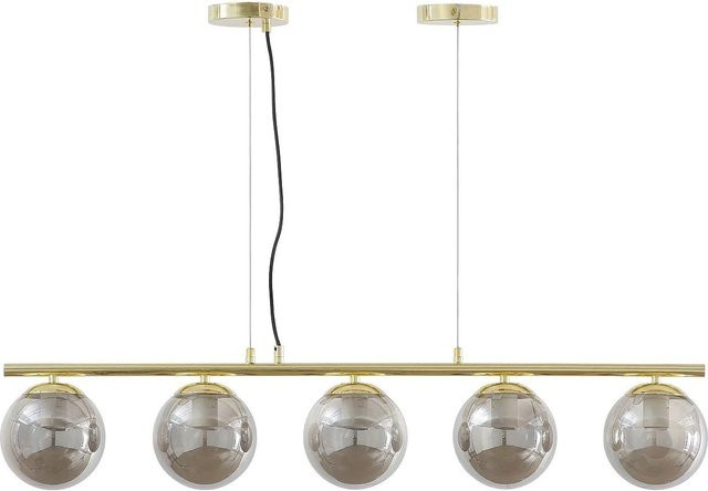 Vente-unique Hängeleuchte Sofia Kronleuchter mit Rauchglas-Kugeln in Grau und Goldfarben, Durchmesser: 100 cm - Bild 1